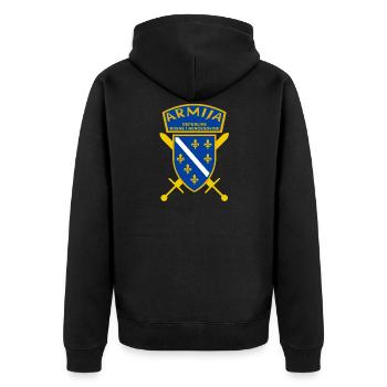 Bosna i Hercegovina Army LOGO - Unisex Premium Bio Zip Hoodie - Schwarz - Hinten - Nico (187cm)
