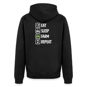 Eat Sleep Farm Repeat - Unisex Premium Organic Zip Hoodie - black - Back - Nico (187cm)