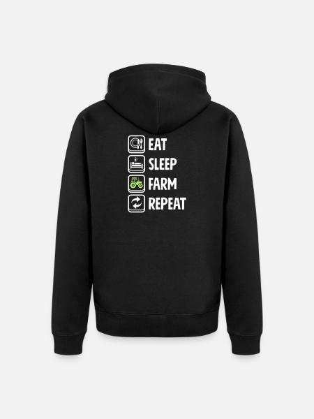 Eat Sleep Farm Repeat - Unisex Premium Organic Zip Hoodie - black