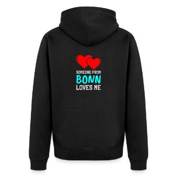 Quelqu'un de Bonn - Veste à capuche bio Premium Unisexe - noir - Dos - Nico (187cm)