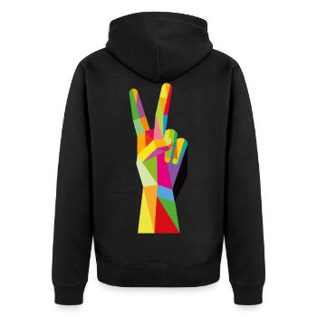 Victory - Unisex Premium Organic Zip Hoodie - black - Back - Nico (187cm)
