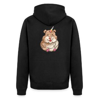 Hamster Unicorn Einhorn-Shirt Tees - Unisex Premium Bio Zip Hoodie - Schwarz - Hinten - Nico (187cm)