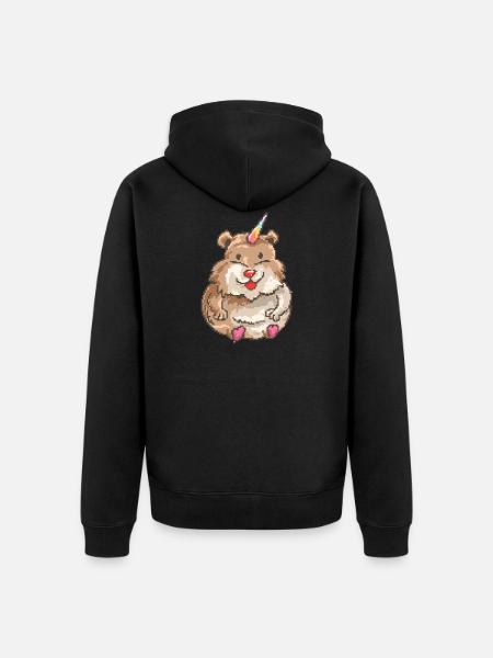 Hamster Unicorn Unicorn Shirt Tees - Unisex Premium Organic Zip Hoodie - black