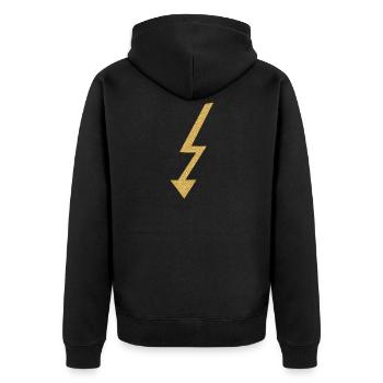 Blitz Blitzableiter - Unisex Premium Bio Zip Hoodie - Schwarz - Hinten - Nico (187cm)