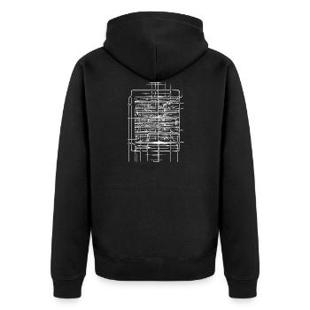 Abstraktes Design (weiss) - Unisex Premium Bio Zip Hoodie - Schwarz - Hinten - Nico (187cm)