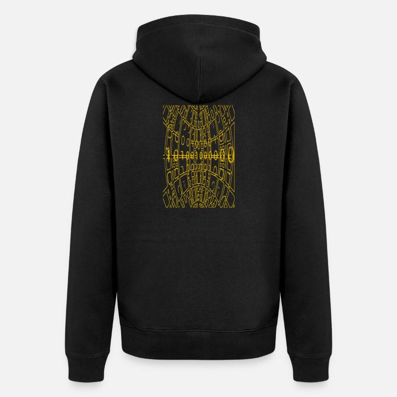 Binary Code Abstract (yellow) - Unisex Premium Organic Zip Hoodie - black