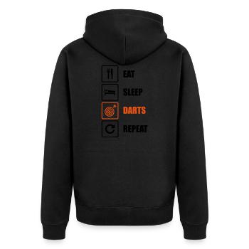 Je t’en ai dit un. Sleep. Fléchettes. Repeat - Veste à capuche bio Premium Unisexe - noir - Dos - Nico (187cm)