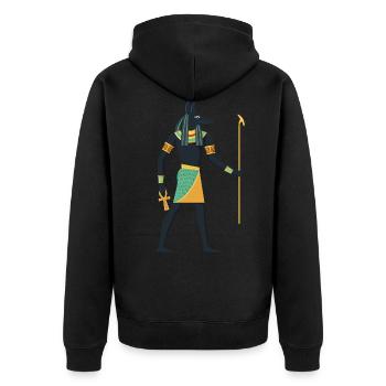 Anubis Egypt Hieroglyphics Graphic Old Dog - Unisex Premium Organic Zip Hoodie - black - Back - Nico (187cm)