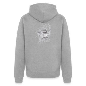 Poster 1 - Unisex Premium Bio Zip Hoodie - Grau meliert - Hinten - Nico (187cm)