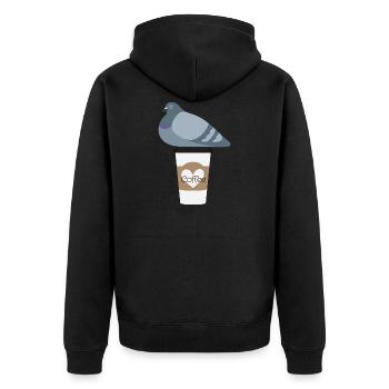 Coffee Love Pigeon Friend - Unisex Premium Bio Zip Hoodie - Schwarz - Hinten - Nico (187cm)