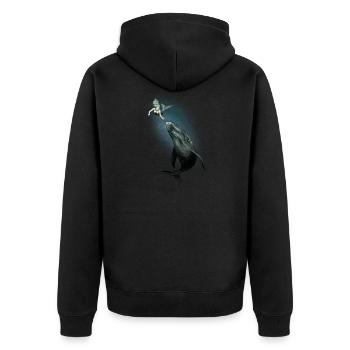 sirène nue nage avec chemise de baleine - Veste à capuche bio Premium Unisexe - noir - Dos - Nico (187cm)