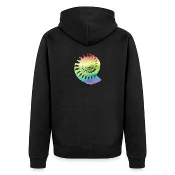 Fossil Ammonit in regenbogenfarben Geschenk - Unisex Premium Bio Zip Hoodie - Schwarz - Hinten - Nico (187cm)