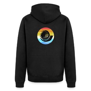 Ammonit Fossil Farbkreis coole Geschenkidee - Unisex Premium Bio Zip Hoodie - Schwarz - Hinten - Nico (187cm)