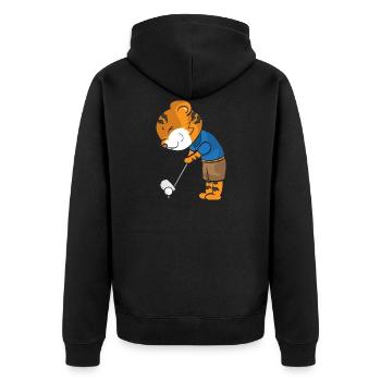 Tiger Golf Club Tee Wood Gift Golf - Unisex Premium Organic Zip Hoodie - black - Back - Nico (187cm)