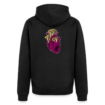 Heart full of mushrooms - Unisex Premium Organic Zip Hoodie - black - Back - Nico (187cm)