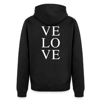 Velo Love - Unisex Premium Organic Zip Hoodie - black - Back - Nico (187cm)