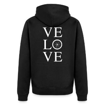 Perfektes Geschenk für alle, die ihr Velo lieben - Unisex Premium Bio Zip Hoodie - Schwarz - Hinten - Nico (187cm)