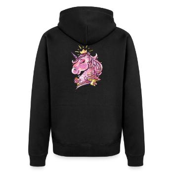 Aquarell-Einhorn mit Pilz-Tier - Unisex Premium Bio Zip Hoodie - Schwarz - Hinten - Nico (187cm)