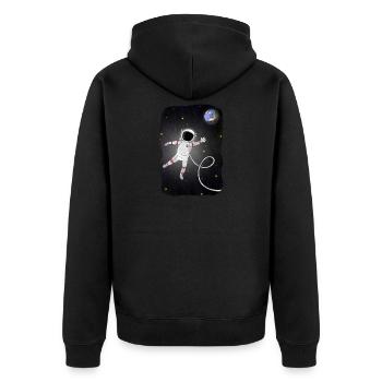 Astronaut - Unisex Premium Bio Zip Hoodie - Schwarz - Hinten - Nico (187cm)