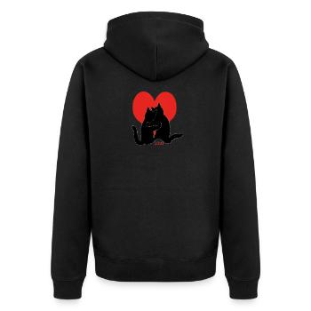 Katzen - Unisex Premium Bio Zip Hoodie - Schwarz - Hinten - Nico (187cm)