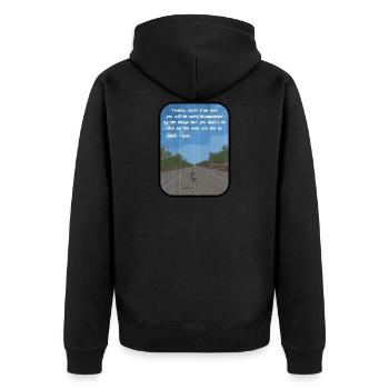 In 20 years - Unisex Premium Organic Zip Hoodie - black - Back - Nico (187cm)