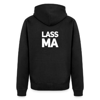 lass es sein - Unisex Premium Bio Zip Hoodie - Schwarz - Hinten - Nico (187cm)