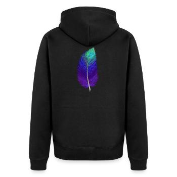 Galaxy Feder - Unisex Premium Bio Zip Hoodie - Schwarz - Hinten - Nico (187cm)