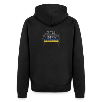 Ukraine - Unisex Premium Bio Zip Hoodie - Schwarz - Hinten - Nico (187cm)