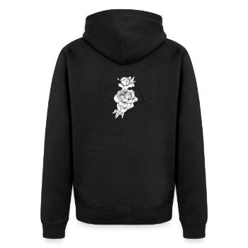 geometric rose - Unisex Premium Organic Zip Hoodie - black - Back - Nico (187cm)