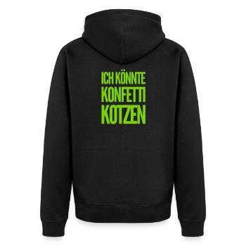 Fasching aus dem Mund - Unisex Premium Bio Zip Hoodie - Schwarz - Hinten - Nico (187cm)