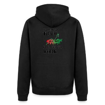 trader Börse - Unisex Premium Bio Zip Hoodie - Schwarz - Hinten - Nico (187cm)