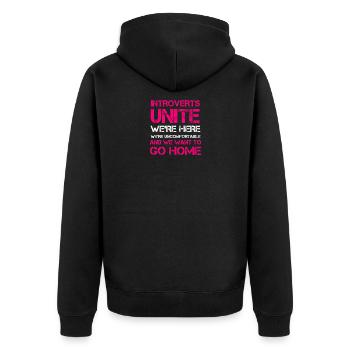Introvertiert Gruppe Öffentlichkeit charakter - Unisex Premium Bio Zip Hoodie - Schwarz - Hinten - Nico (187cm)