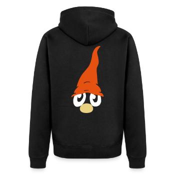 Wichtel Zwerg lustig süß Märchen Geschenk Vector - Unisex Premium Bio Zip Hoodie - Schwarz - Hinten - Nico (187cm)