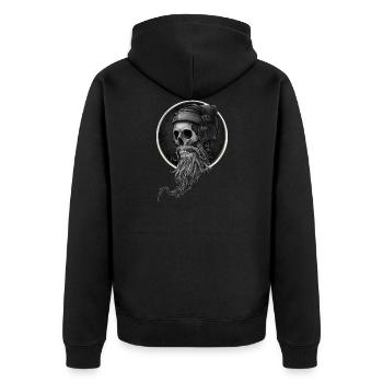 Viking skull - Unisex Premium Organic Zip Hoodie - black - Back - Nico (187cm)