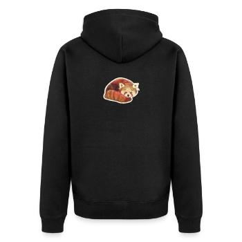 Kleiner roter Panda Katze Bär Red Panda - Unisex Premium Bio Zip Hoodie - Schwarz - Hinten - Nico (187cm)