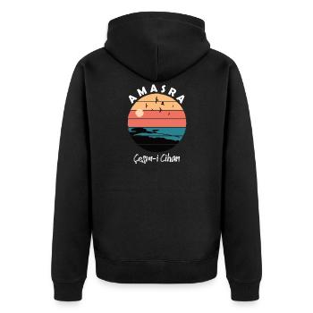 Amasra - Çeşm-i Cihan - 74 - Bartin - Turkey - Unisex Premium Organic Zip Hoodie - black - Back - Nico (187cm)