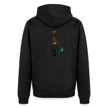 Human Design Chart Universe 2 - Unisex Premium Bio Zip Hoodie - Schwarz - Hinten - Nico (187cm)