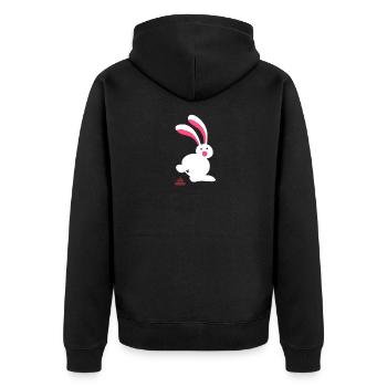 Rabbit - Unisex Premium Organic Zip Hoodie - black - Back - Nico (187cm)