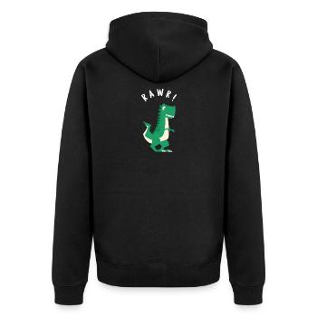 DINOSAUR RAWR! Green Large T-Rex Dinosau - Unisex Premium Organic Zip Hoodie - black - Back - Nico (187cm)