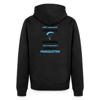 Paragleiten Gleitschirmfliegen Gleitsegeln Pilot - Unisex Premium Bio Zip Hoodie - Schwarz - Hinten - Nico (187cm)