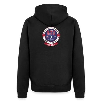 ATL Hartsfield-Atlanta International Airport - Unisex Premium Bio Zip Hoodie - Schwarz - Hinten - Nico (187cm)