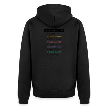 Quad Quadfahrer Motorsport Offroad Quad Spruch - Unisex Premium Bio Zip Hoodie - Schwarz - Hinten - Nico (187cm)