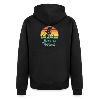 Bike to Work Retro Sunset Bicycle - Unisex Premium Organic Zip Hoodie - black - Back - Nico (187cm)