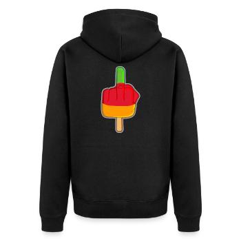 Lutschfinger Stinkefinger Flutschfinger - Unisex Premium Bio Zip Hoodie - Schwarz - Hinten - Nico (187cm)