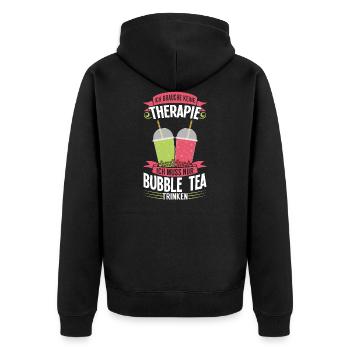 Bubble Tee Boba Trinker Boba Tea Geschenk - Unisex Premium Bio Zip Hoodie - Schwarz - Hinten - Nico (187cm)