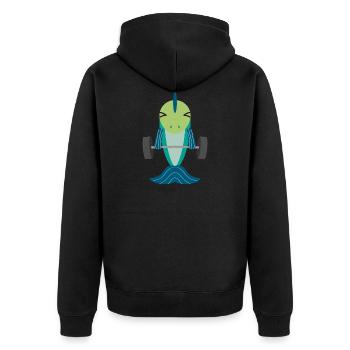 Fish Weightlifting Power Sports Gift - Unisex Premium Organic Zip Hoodie - black - Back - Nico (187cm)