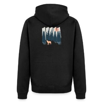 Wolf Nature Forests Mountains Moon Wilderness Gift - Unisex Premium Organic Zip Hoodie - black - Back - Nico (187cm)