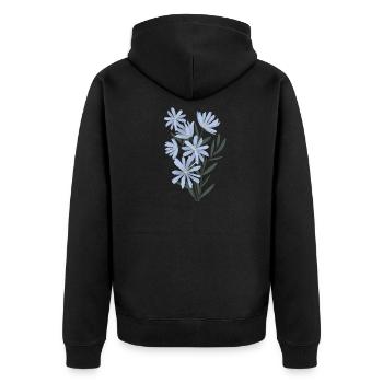 Flowers blaue Blumen - Unisex Premium Bio Zip Hoodie - Schwarz - Hinten - Nico (187cm)
