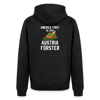 America First Austria Förster Spruch Waldarbeiter - Veste à capuche bio Premium Unisexe - noir - Dos - Nico (187cm)