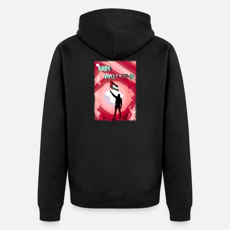 Drapeau de la Palestine libre P5 - Veste à capuche bio Premium Unisexe - noir